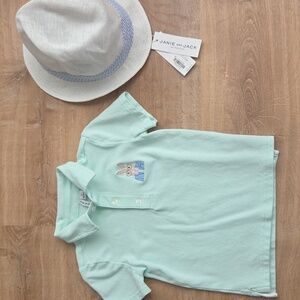 Janie and Jack Easter Bunny Polo Size 2T With Matching New Hat